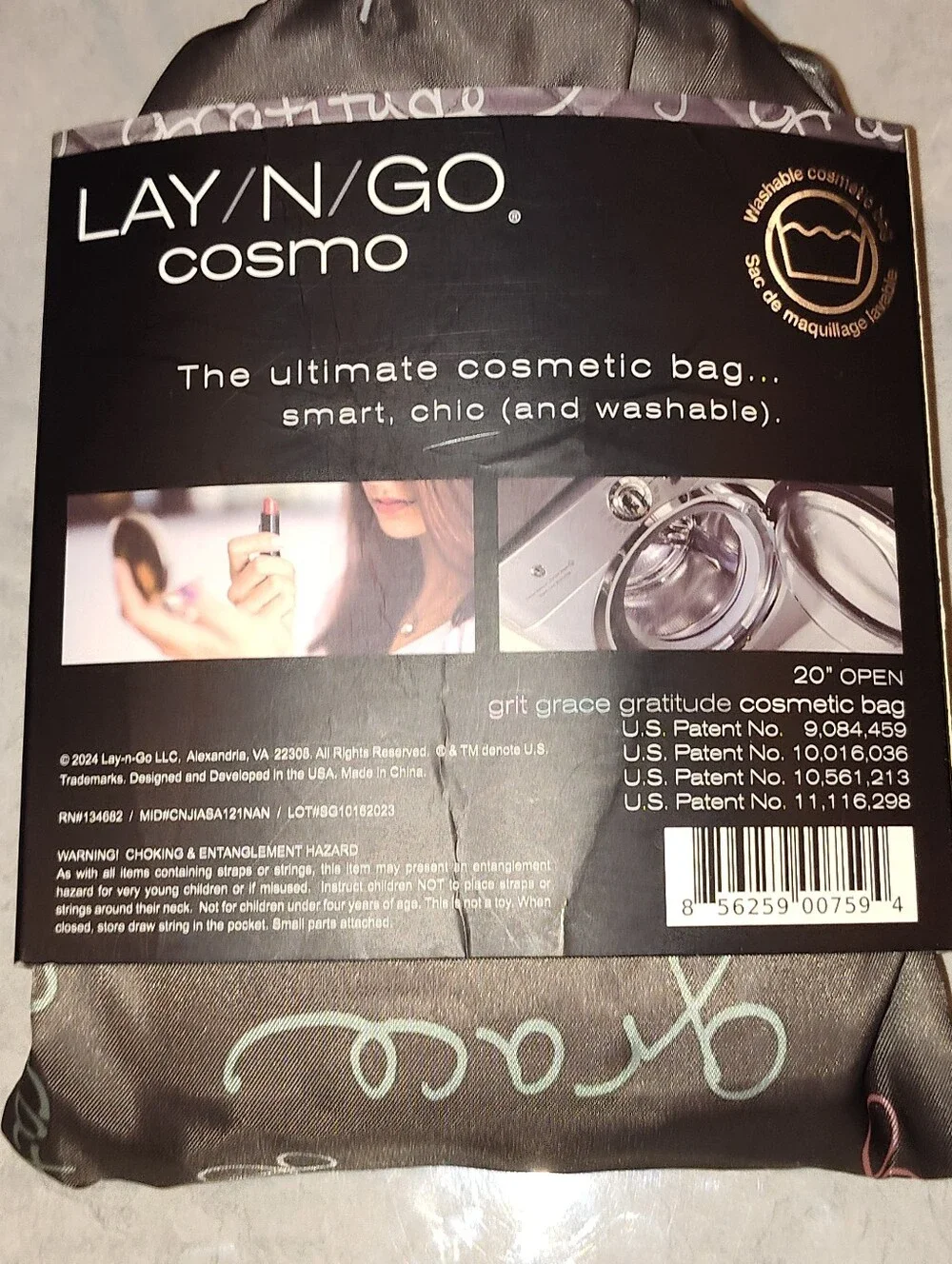 NWT LAY-N-GO COSMO DRAWSTRING TRAVEL COSMETICS BAG OPENS FLAT, a3